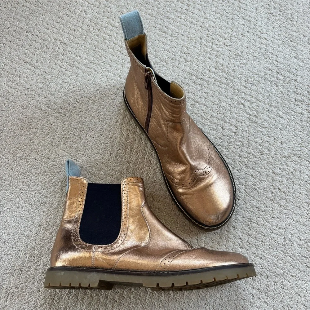 Mini Boden bronze copper leather Chelsea boots